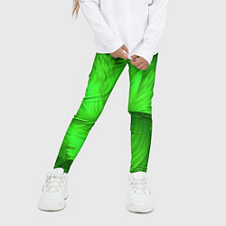 Леггинсы для девочки Зеленая объемная абстракция, цвет: 3D-принт — фото 2