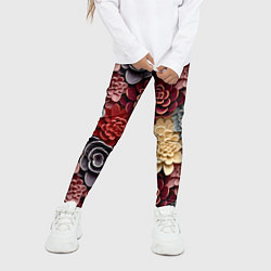 Леггинсы для девочки Объёмные цветы суккулента, цвет: 3D-принт — фото 2