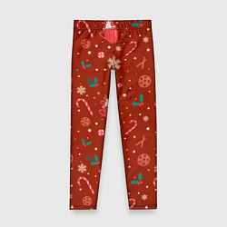 Леггинсы для девочки Паттерн новогодняя пижама, цвет: 3D-принт