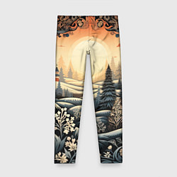 Леггинсы для девочки Зимний предновогодний пейзаж, цвет: 3D-принт