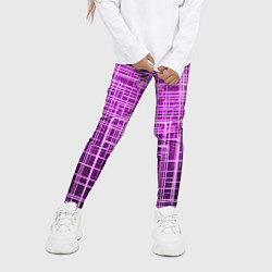 Леггинсы для девочки Фиолетовые неоновые полосы киберпанк, цвет: 3D-принт — фото 2