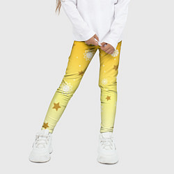 Леггинсы для девочки Снежинки и звезды на желтом, цвет: 3D-принт — фото 2