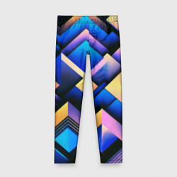 Леггинсы для девочки Неоновые абстрактные горы, цвет: 3D-принт