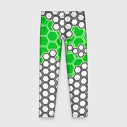 Леггинсы для девочки Зелёная энерго-броня из шестиугольников, цвет: 3D-принт