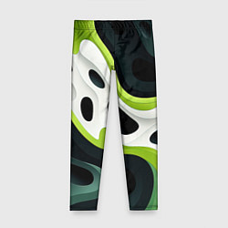 Леггинсы для девочки Белая вязкая текстура на зеленой, цвет: 3D-принт