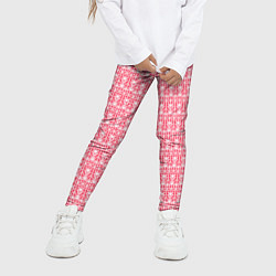Леггинсы для девочки Белые узоры на розовом, цвет: 3D-принт — фото 2