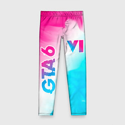 Леггинсы для девочки GTA 6 neon gradient style вертикально, цвет: 3D-принт