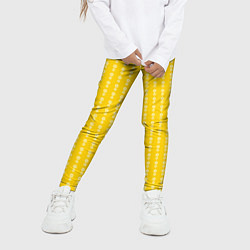 Леггинсы для девочки Жёлтый полосы в цветочек, цвет: 3D-принт — фото 2