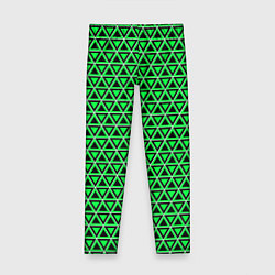 Леггинсы для девочки Зелёные и чёрные треугольники, цвет: 3D-принт