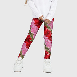 Леггинсы для девочки Фон с лилиями и розами, цвет: 3D-принт — фото 2