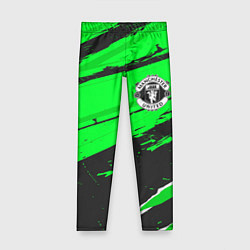 Леггинсы для девочки Manchester United sport green, цвет: 3D-принт