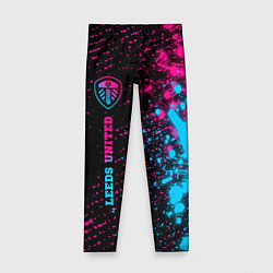 Леггинсы для девочки Leeds United - neon gradient по-вертикали, цвет: 3D-принт