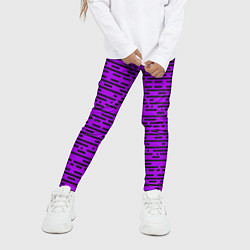 Леггинсы для девочки Чёрные полосы на фиолетовом фоне, цвет: 3D-принт — фото 2
