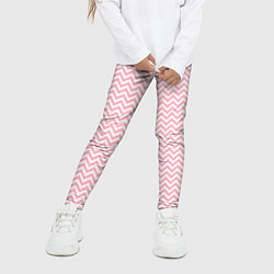 Леггинсы для девочки Белый в розовые ломаные полосы, цвет: 3D-принт — фото 2