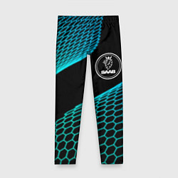 Леггинсы для девочки Saab electro hexagon, цвет: 3D-принт