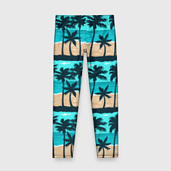 Леггинсы для девочки Пляжные пальмы паттерн, цвет: 3D-принт