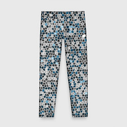 Леггинсы для девочки Паттерн мозаика серый с голубым, цвет: 3D-принт