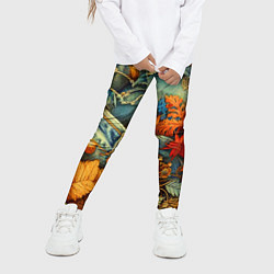 Леггинсы для девочки Композиция из цветов и рваной джинсы - нейросеть, цвет: 3D-принт — фото 2