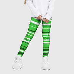 Леггинсы для девочки Бело-зелёный в полоску, цвет: 3D-принт — фото 2