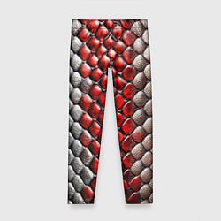 Леггинсы для девочки Змеиная объемная текстурная красная шкура, цвет: 3D-принт