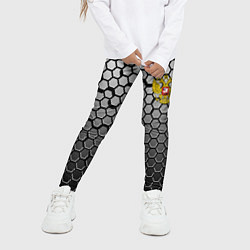 Леггинсы для девочки Стальная броня-соты с Гербом РФ, цвет: 3D-принт — фото 2