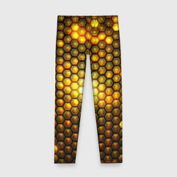 Леггинсы для девочки Металлические соты - роскошный блеск золота, цвет: 3D-принт