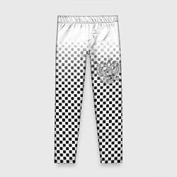 Леггинсы для девочки Герб РФ клетка паттерн, цвет: 3D-принт