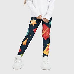 Леггинсы для девочки Новогодние подарки и шарики, цвет: 3D-принт — фото 2