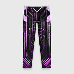 Леггинсы для девочки Purple lines on a black background, цвет: 3D-принт