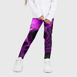 Леггинсы для девочки Фиолетово-белая абстрактная структура, цвет: 3D-принт — фото 2