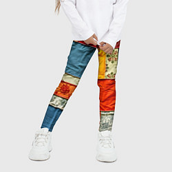 Леггинсы для девочки Пэчворк из ярких тканей, цвет: 3D-принт — фото 2