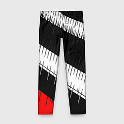 Леггинсы для девочки Диагональные чёрно-белые полосы на красном фоне, цвет: 3D-принт