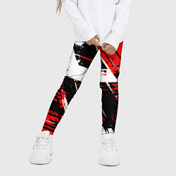 Леггинсы для девочки Diagonal black and white stripes on a red backgrou, цвет: 3D-принт — фото 2