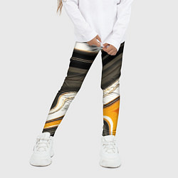 Леггинсы для девочки Волнистые чёрно-жёлтые полосы на белом фоне, цвет: 3D-принт — фото 2