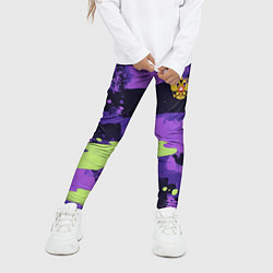 Леггинсы для девочки Герб РФ на фиолетовом камуфляже, цвет: 3D-принт — фото 2