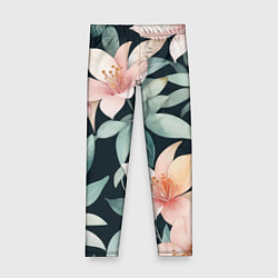 Леггинсы для девочки Цветочный паттерн, цвет: 3D-принт