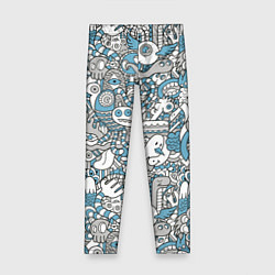 Леггинсы для девочки Дудлинг серо-голубой, цвет: 3D-принт