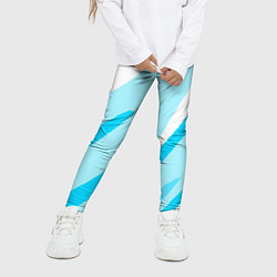 Леггинсы для девочки Белый с голубым абстракция, цвет: 3D-принт — фото 2