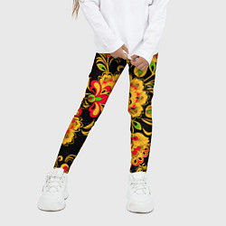 Леггинсы для девочки Хохлома - роспись, цвет: 3D-принт — фото 2