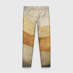 Леггинсы для девочки Бежево-золотые полосы с блестками, цвет: 3D-принт