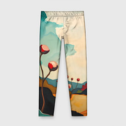 Леггинсы для девочки Сюрреалистичный пейзаж с цветами, цвет: 3D-принт