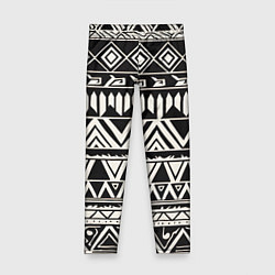 Леггинсы для девочки Черно белый орнамент в этническом стиле, цвет: 3D-принт