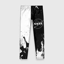 Леггинсы для девочки Nasa черно белый огонь, цвет: 3D-принт