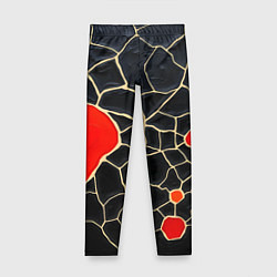 Леггинсы для девочки Красная абстракция на черном лаке, цвет: 3D-принт