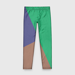 Леггинсы для девочки Триада зелёный фиолетовый и коричневый геометричны, цвет: 3D-принт