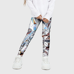 Леггинсы для девочки Зеркальная металическая фольга текстура, цвет: 3D-принт — фото 2