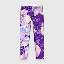 Леггинсы для девочки Японские акварельные орхидеи, цвет: 3D-принт