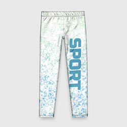 Леггинсы для девочки Sport бело-голубой, цвет: 3D-принт