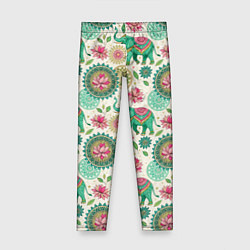 Детские легинсы Слоны и мандалы паттерн в индийской стилистике