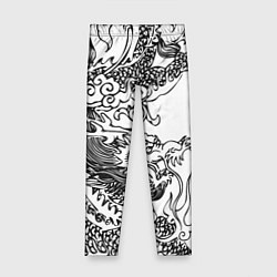 Леггинсы для девочки Татуировка дракона на белом, цвет: 3D-принт